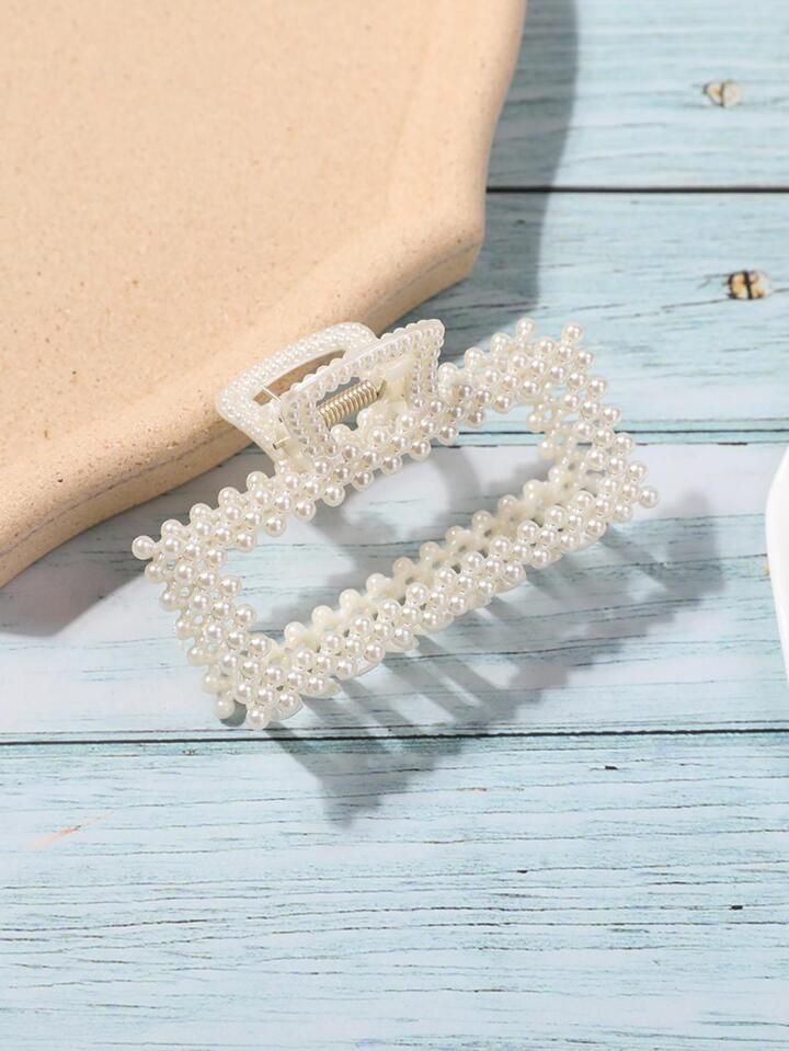 1pc Fashionable & Elegant Pearl Decor Hair Claw Clip For High Ponytail Or Back Knot | SHEIN