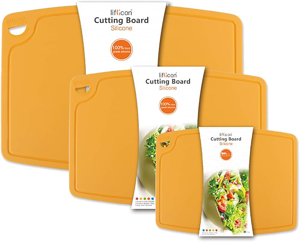 Silicone Thick Cutting Boards Mats Set of 3pcs Foldable & Flexible Design Juice Grooves Easy Grip... | Amazon (US)