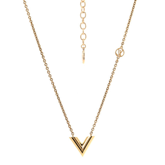 LOUIS VUITTON Essential V Necklace Gold | FASHIONPHILE (US)