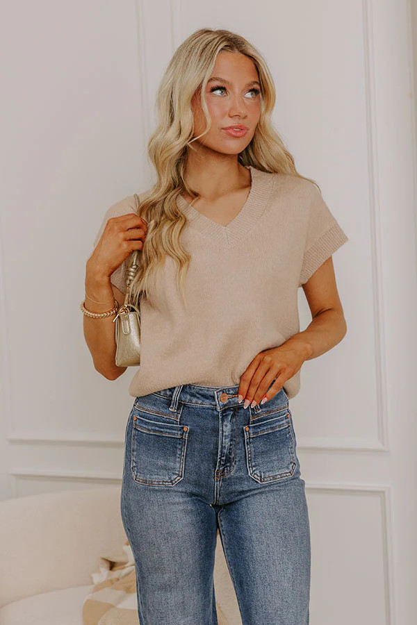 Hayride Cutie Knit Sweater Top in Iced Latte | Impressions Online Boutique