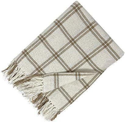 Elrene Home Fashions Farmhouse Living Double Windowpane Plaid Cozy Fringe Blanket Throw for Couch... | Amazon (US)
