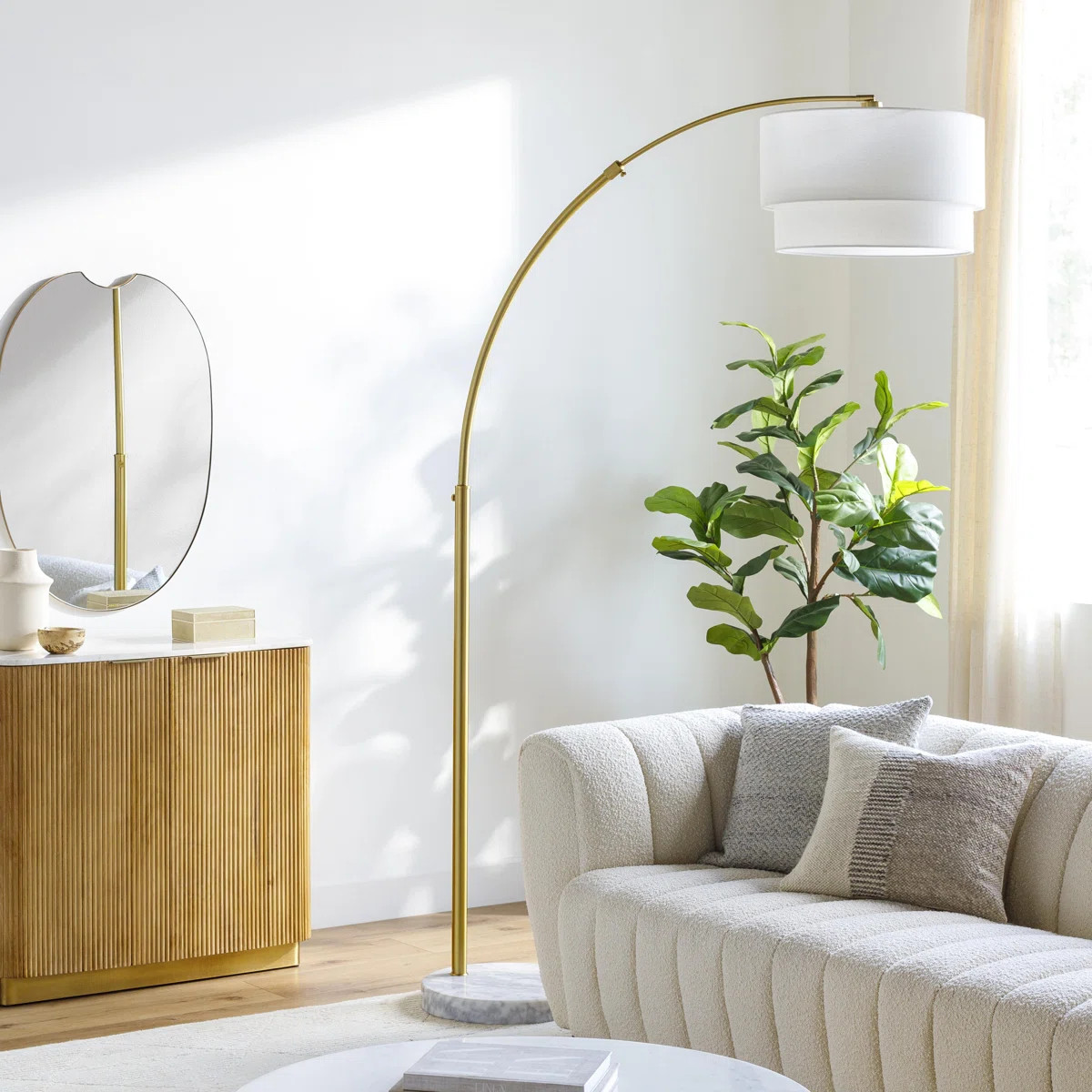 Jarratt 87'' Gold Arched Floor Lamp | Wayfair North America