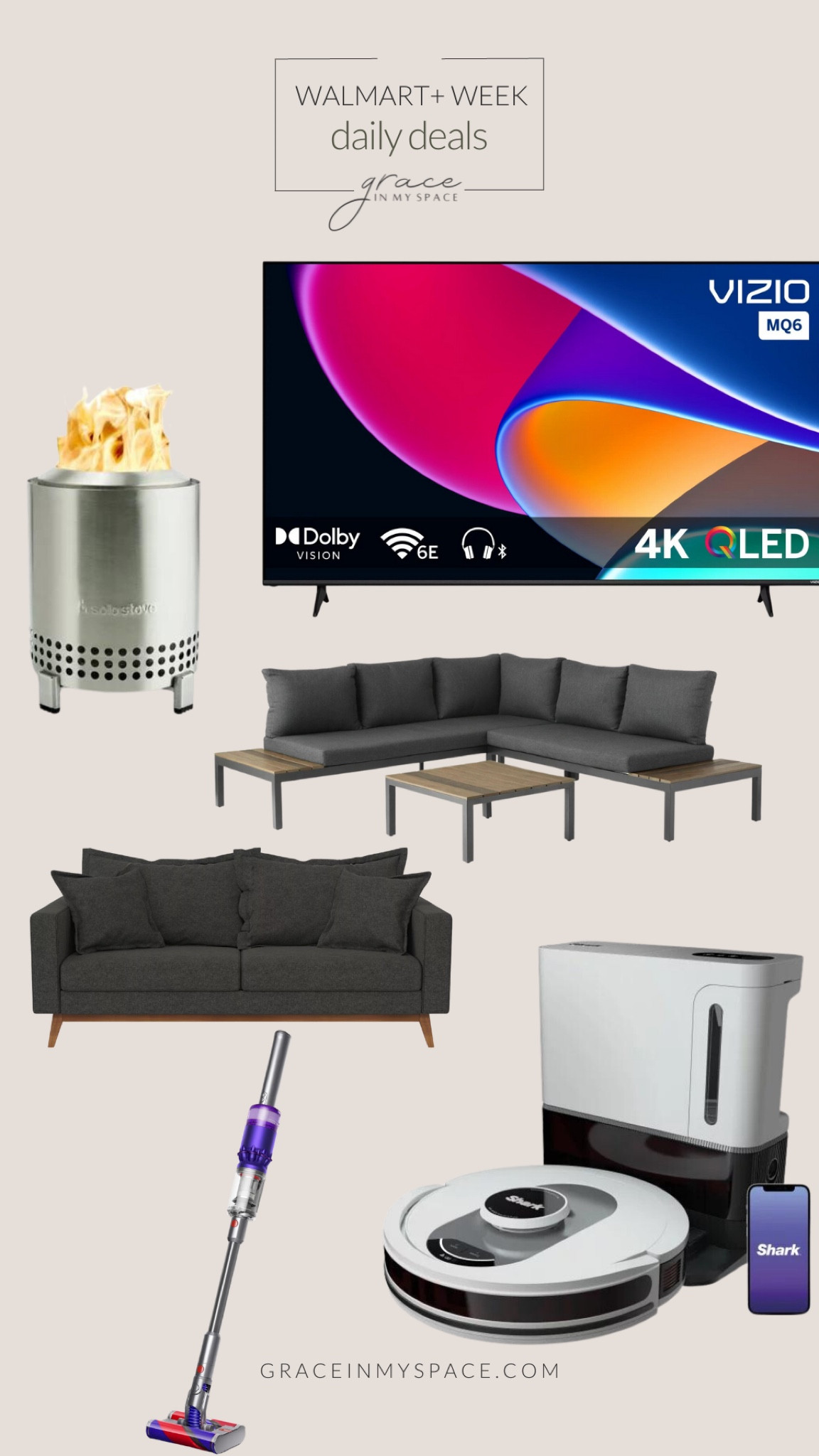 Walmart+ Members! Take advantage of your early access to Walmart+ week starting at noon EST on July 10. Some of my favorite finds on @walmart #ad of the day include this indoor and outdoor sofa, TV, Solo stove, and awesome deals on vacuums. Not a Walmart+ member? The deals run July 11-13 so stay tuned! 
(Terms apply, see Walmart.com/plus for details.) #walmartplusweek #walmartplus 

#LTKunder100 #LTKsalealert #LTKhome