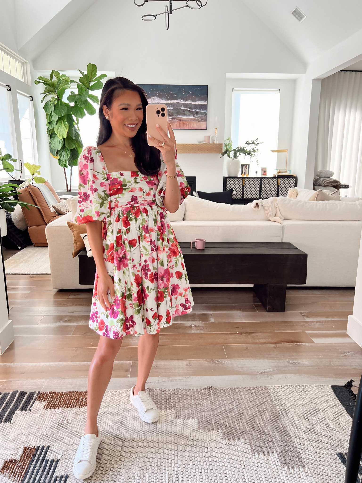 floral dress perfect for summer on sale for 20% off. Wearing size XS Tall for length. Pairing with white leather sneakers  

#LTKSaleAlert #LTKxNSale #LTKFindsUnder100
