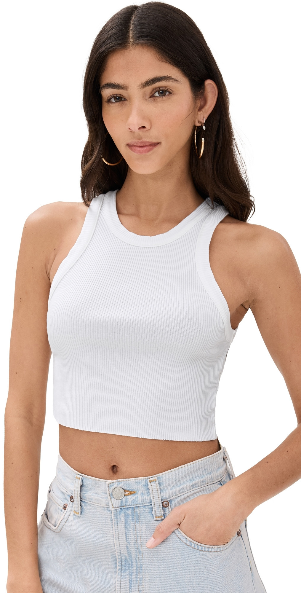 AGOLDE Cropped Bailey Tank White XS | Shopbop