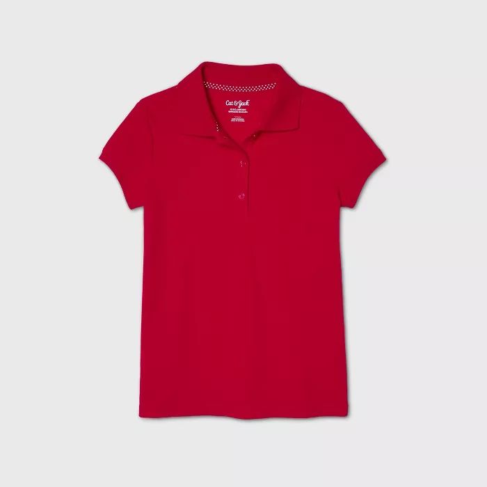 Girls' Short Sleeve Stretch Pique Uniform Polo Shirt - Cat & Jack™ Red | Target