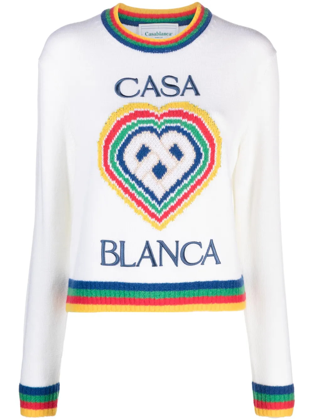 Casablanca Heart logo-intarsia Bouclé Jumper - Farfetch | Farfetch Global