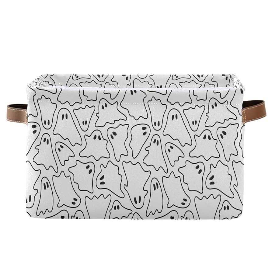 Kigai Halloween Boo Storage Basket with Handles Collapsible Storage Bins Canvas Fabric Storage Or... | Amazon (US)