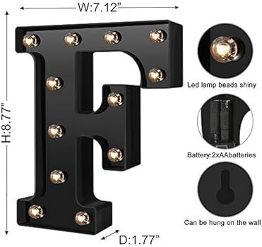 Newly Design Led Letters Numbers Lights 26 Alphabet & Arabic Numerals 0-9 Black Decorative Marque... | Amazon (US)