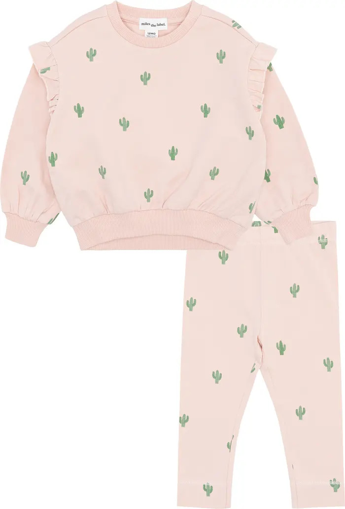 Cactus Print Stretch Organic Cotton Sweatshirt & Leggings Set | Nordstrom