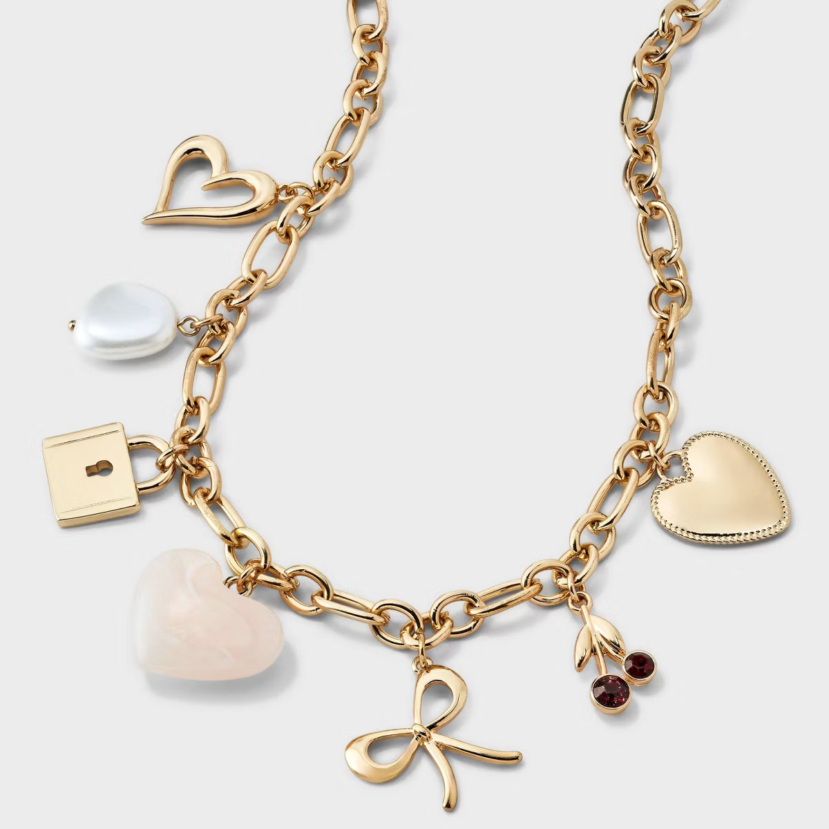 Charm Heart Necklace - A New Day™ Gold/Multi | Target