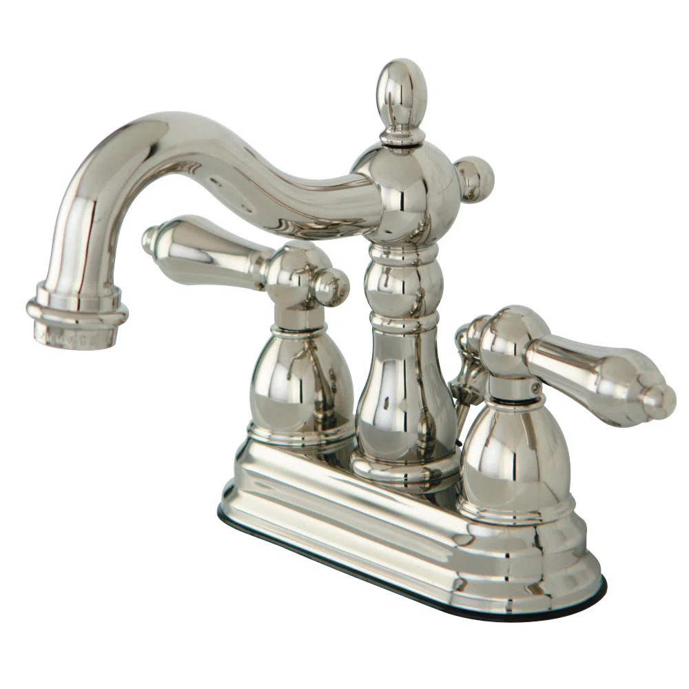 Kingston Brass Heritage Two-Handle 3-Hole Deck Mount 4" Centerset Bathroom Faucet with Plastic Po... | Wayfair North America