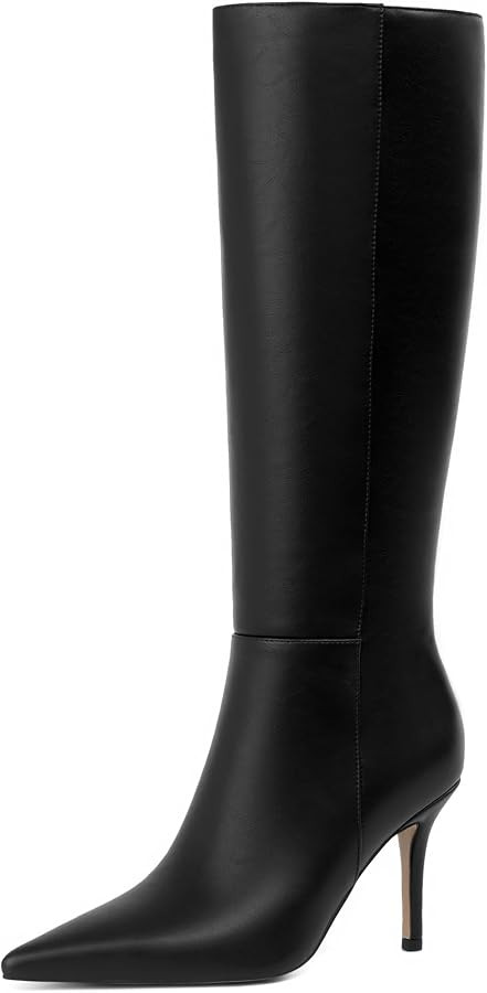 Easyfox Womens Knee High Boots Stiletto Heel Pointed Toe Tall Long Boots | Amazon (US)