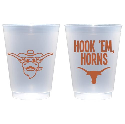 Officially Licensed University of Texas Hook'Em Horns Printed Frosted Plastic Cups 16 oz - Elegant Party Cups 10 Pack - Plastic Cups Reusable - Cute Cup set for Game day, Tailgating, Party Favors | Amazon (US)