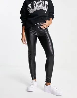 New Look faux leather trouser leggings in black | ASOS (Global)