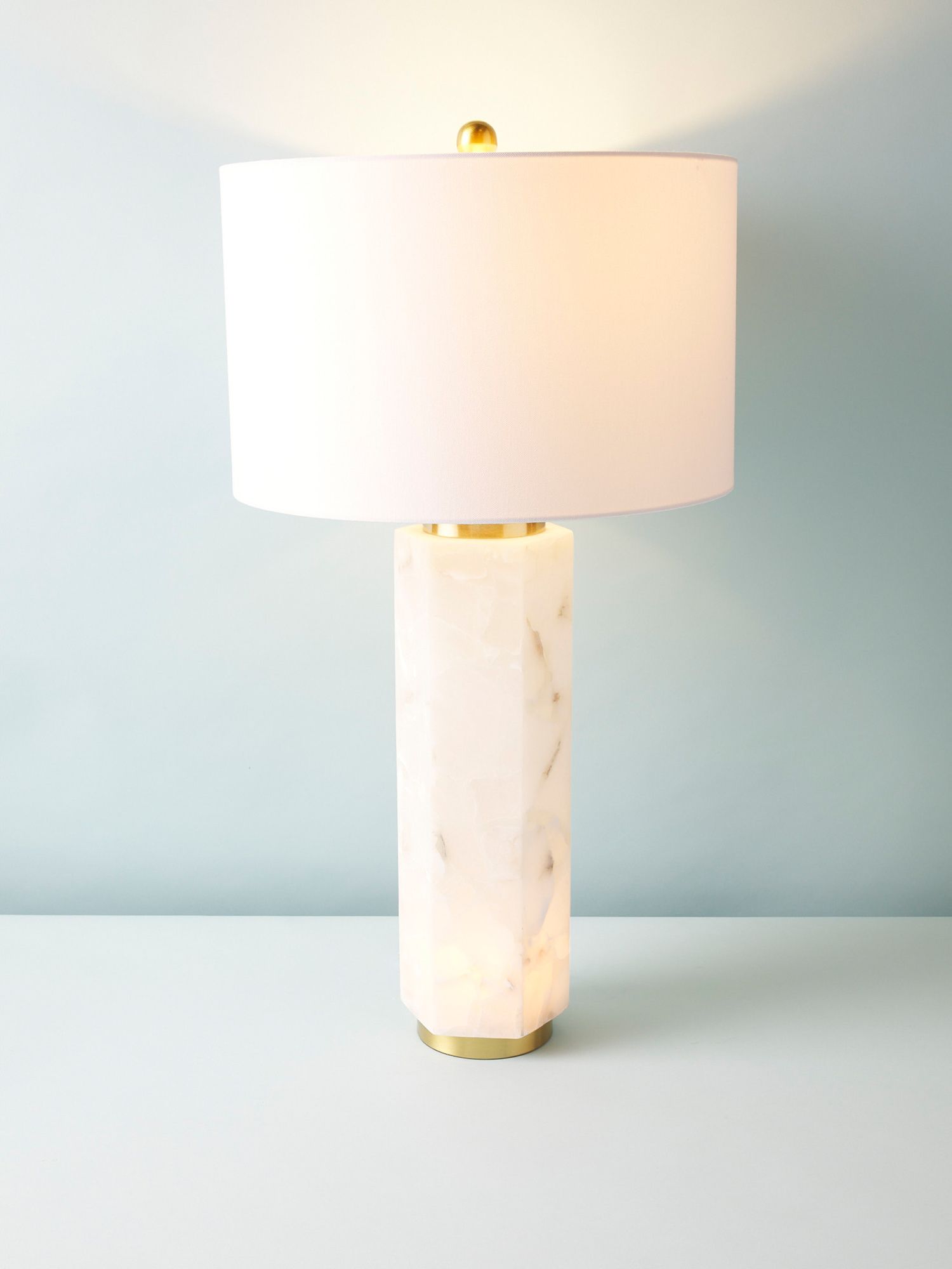 29in Alabaster Hexagon Table Lamp With Nightlight | HomeGoods