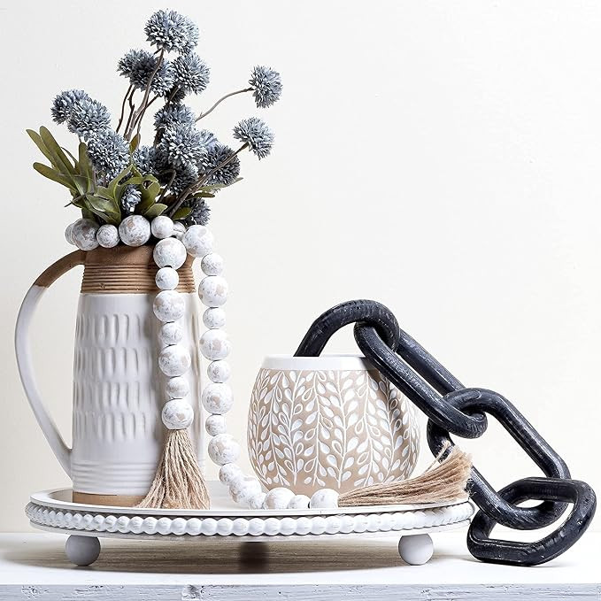 GENMOUS Wood Chain Link Decor Home Decor Farmhouse Decorative 5-Link Chain Decor Hand-Carved Wood... | Amazon (US)