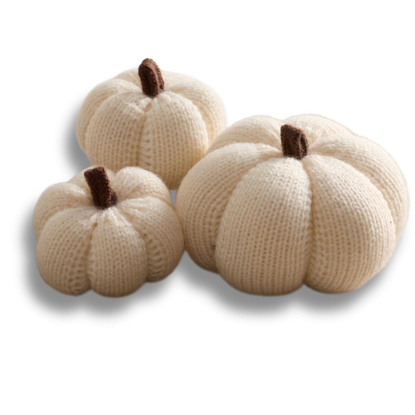 Your Heart's Content Cozy Mini Knit Set of 3 Ivory Pumpkins, Table top décor, Fall Accent Bowl F... | Amazon (US)