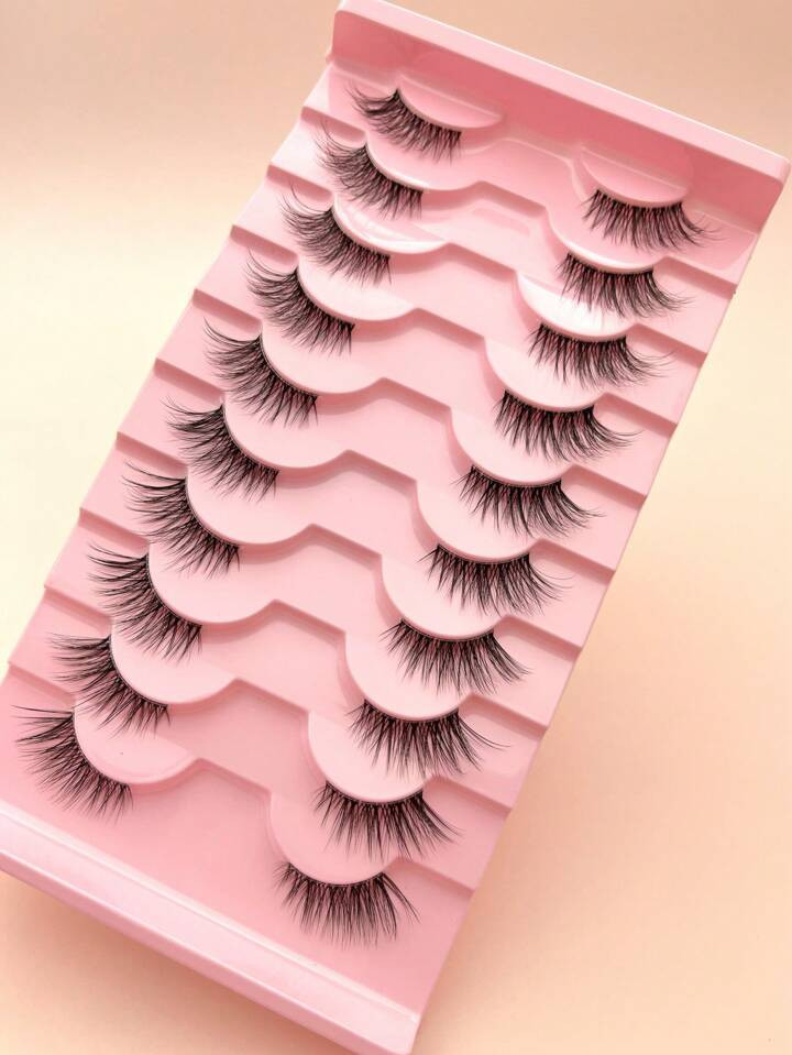False Eyelashes,Natural Half Lashes Short Wispy Clear Band Lashes Pack Cat Eye 3D Faux Mink Lashe... | SHEIN