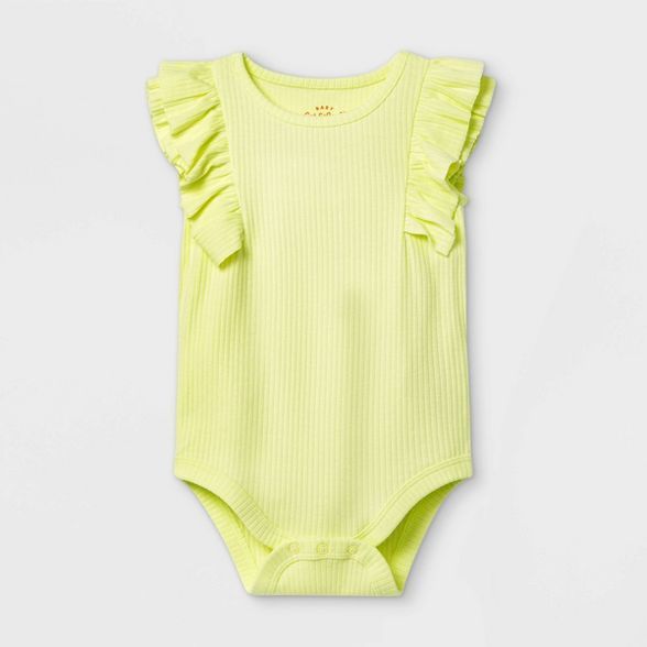 Baby Girls' Ruffle Ribbed Bodysuit - Cat & Jack™ Yellow | Target