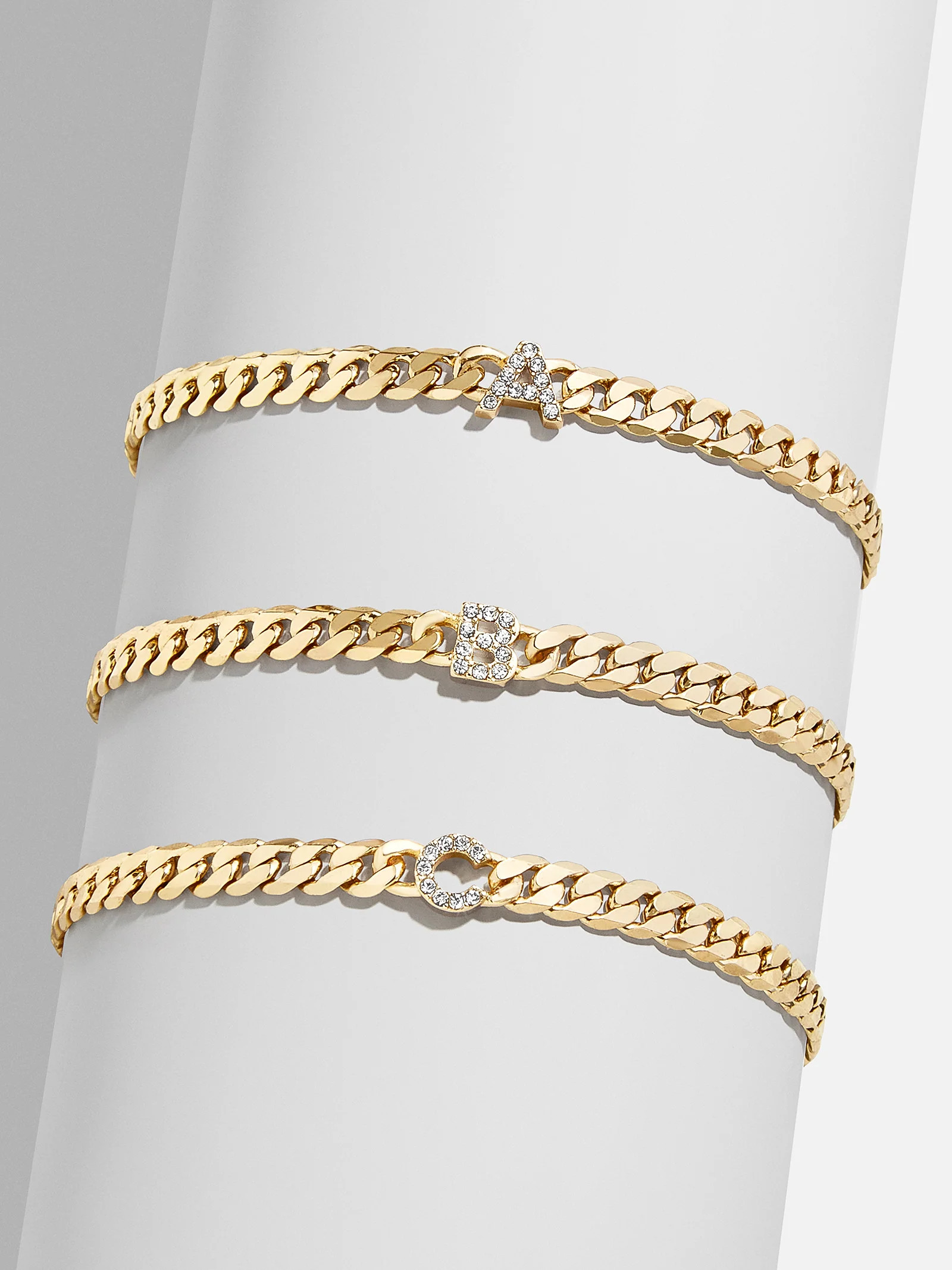 Pavé Initial Curb Chain Bracelet | BaubleBar (US)