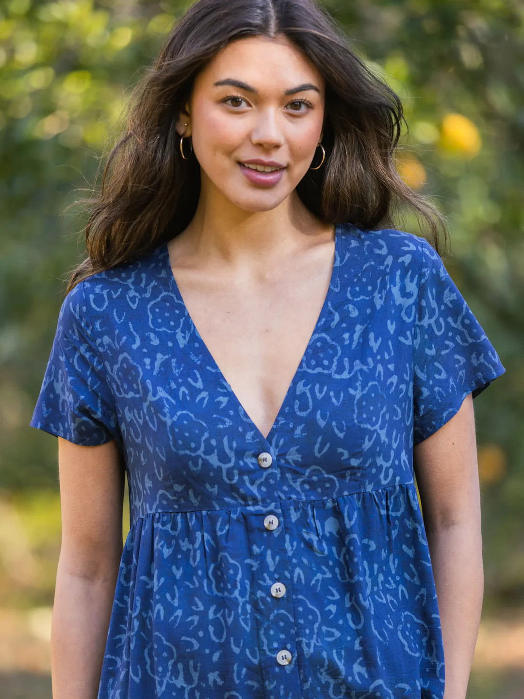 Avery Midi Dress - Navy Shibori Tie-Dye | Natural Life