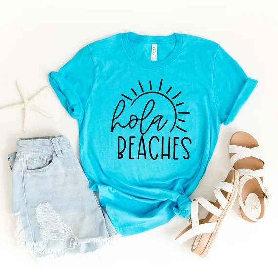Hola Beaches Shirt Beach Shirts for Women Vacation Shirt | Etsy | Etsy (US)