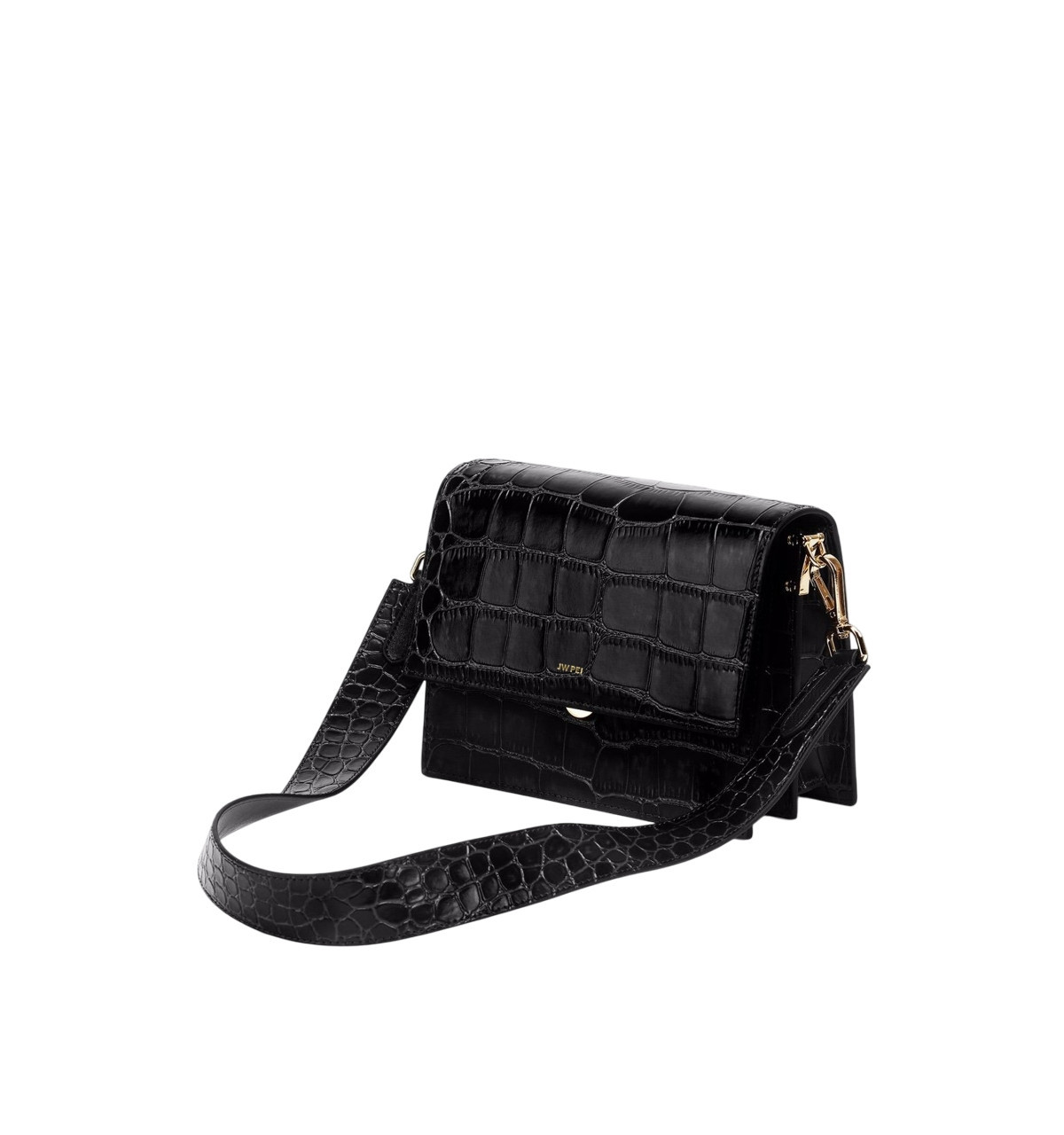 Jw Pei Mini Flap Croc Crossbody Bag - Black Croc | Macy's
