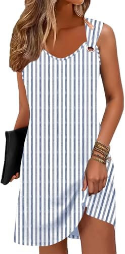 ETCYY Summer Dresses for Women 2026 Vacation Beach Cover Ups Swimsuit Sleeveless Sundresses Casua... | Amazon (US)