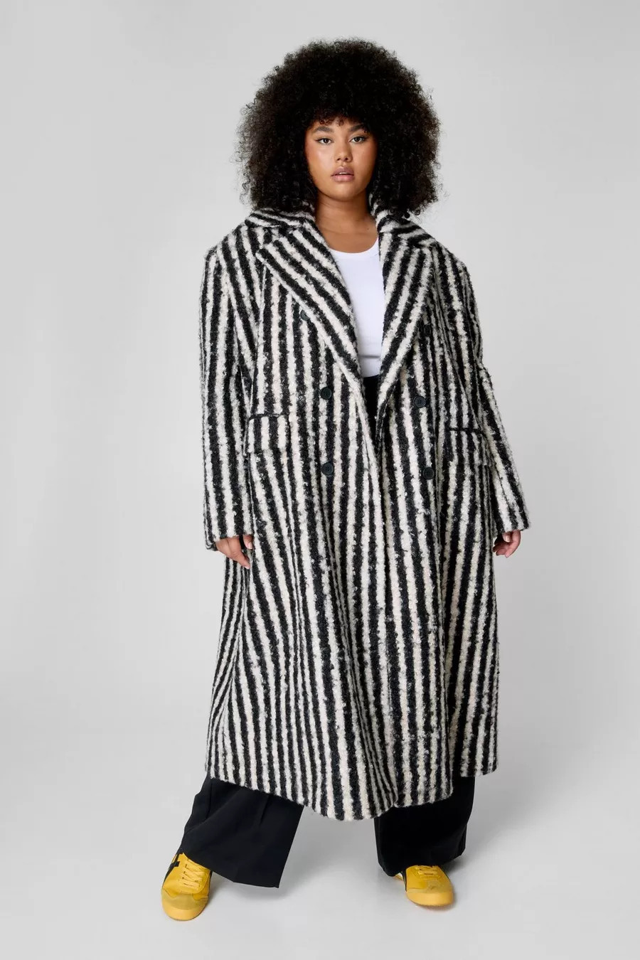 Plus Striped Wool Look Coat | Nasty Gal US
