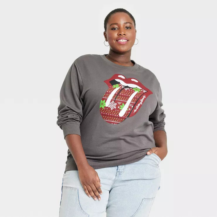 Women's The Rolling Stones Holiday Graphic Sweatshirt - Gray | Target
