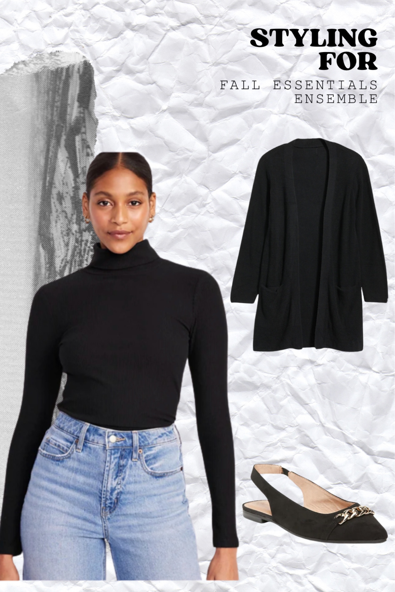 Fall fashion finds: Stay cozy and chic with the Fitted Plush Turtleneck and add a touch of elegance with the Faux Suede Slingback Ballet Flats from Old Navy. 🍂👢 #FallStyle #ChicComfort