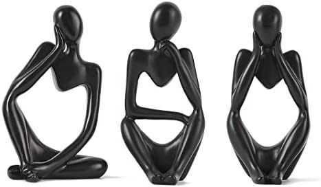 Black Decor Thinker Statue Abstract Art Sculpture, FJS Set of 3 Modern Resin Collectible Figurine... | Amazon (US)
