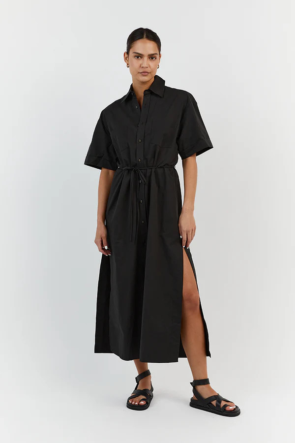 MAXIE BLACK COTTON SHIRT DRESS | DISSH