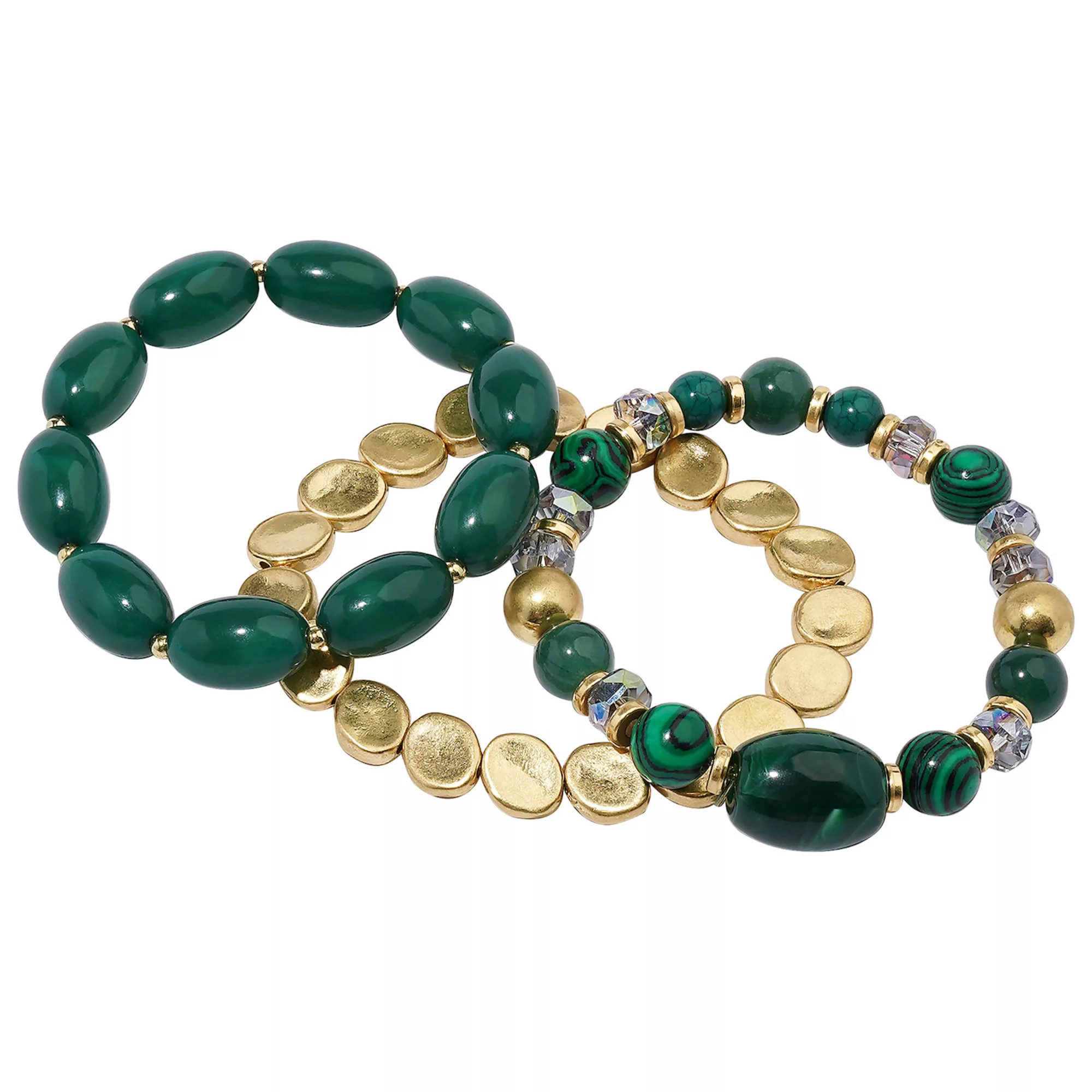 Sonoma Goods For Life® 3-Piece Disc & Green Beaded Bracelet Set | Kohl's