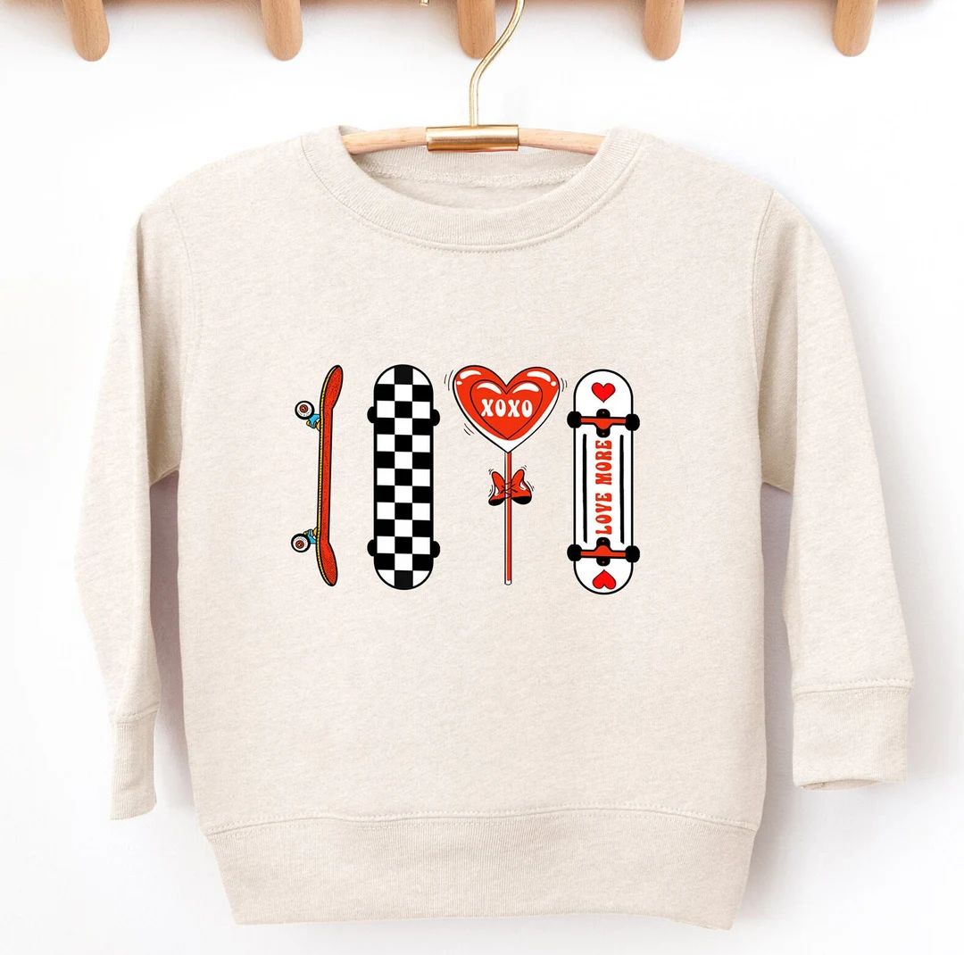 Heartbreaker Boy Valentine Day Sweatshirt, Toddler Heart Sweat, Skateboard Boy Valentines Day Swe... | Etsy (US)