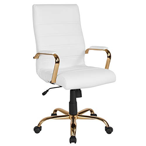 Flash Furniture Whitney High Back Desk Chair - White LeatherSoft Executive Swivel Office Chair wi... | Amazon (US)