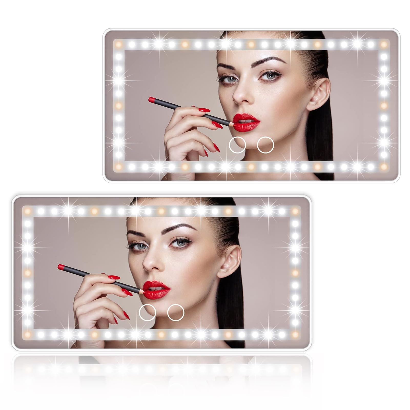 Car Sun Visor Vanity Mirror, 2 Pcs Rechargeable Makeup Mirror with 3 Light Modes & 60 LEDs - Dimm... | Amazon (US)