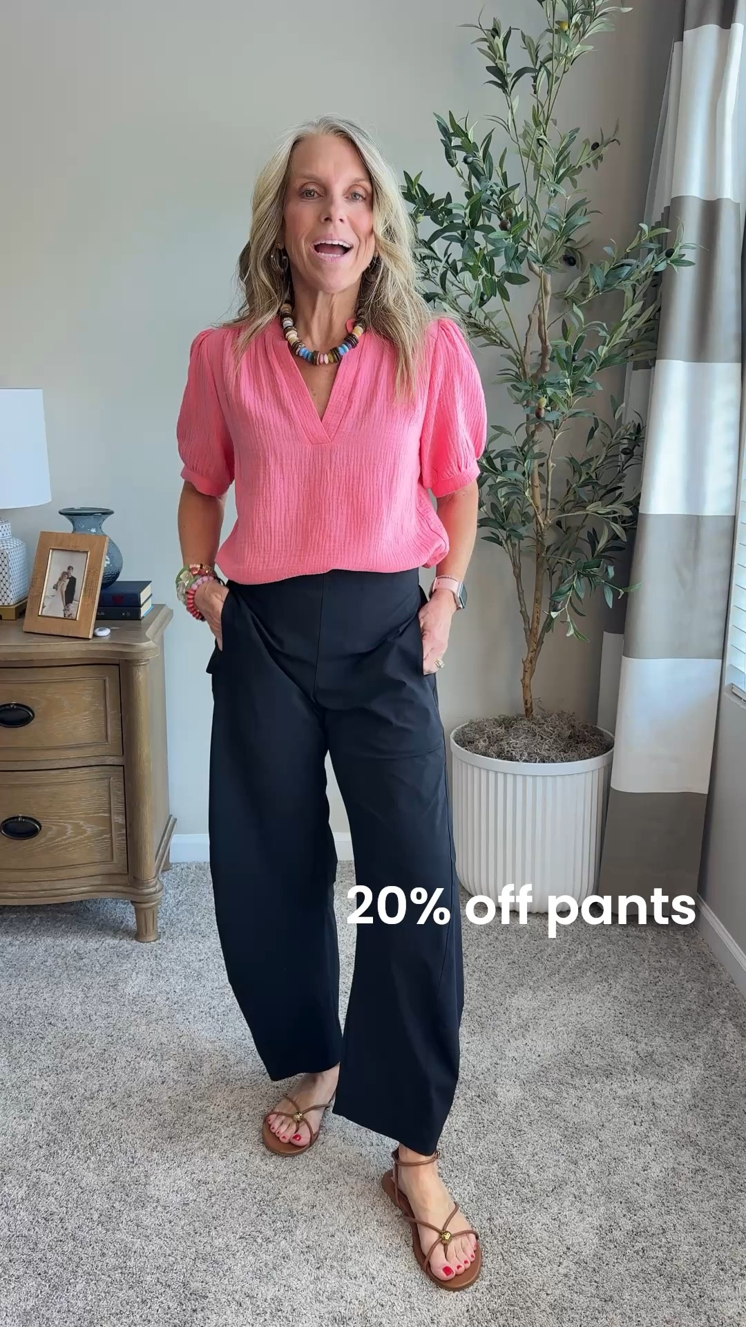 I can’t stop wearing these pants!!! They’re the ultimate in comfort. Wearing size 4. Use code COAST15 on shirt  
Use COAST25 on necklace 

#LTKOver40 #LTKSaleAlert #LTKdayinmylife