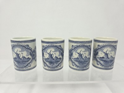 4 Delft Vandermint Blue White Porcelain Hand-Painted 2" Shot Glasses Cups | eBay US