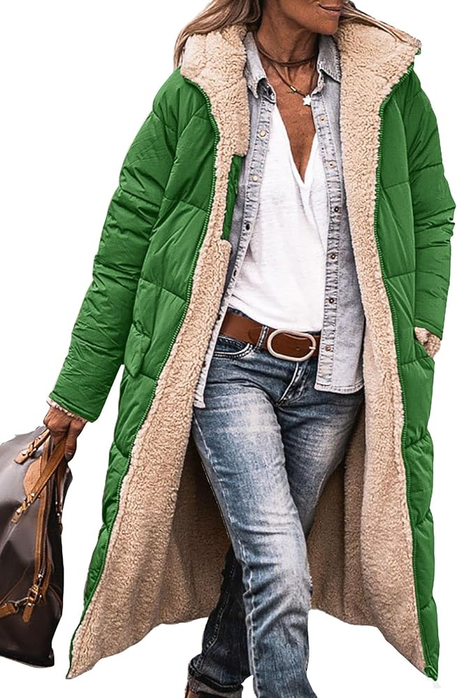 PRETTYGARDEN Women's 2025 Winter Fashion Clothes Oversized Shearling Fleece Long Coats Jackets | Amazon (US)