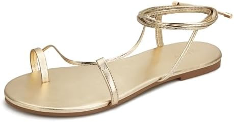 PARTY Women's Strappy Sandals Lace Up Flats Tie Up Shoes Wrap Flip Flop | Amazon (US)