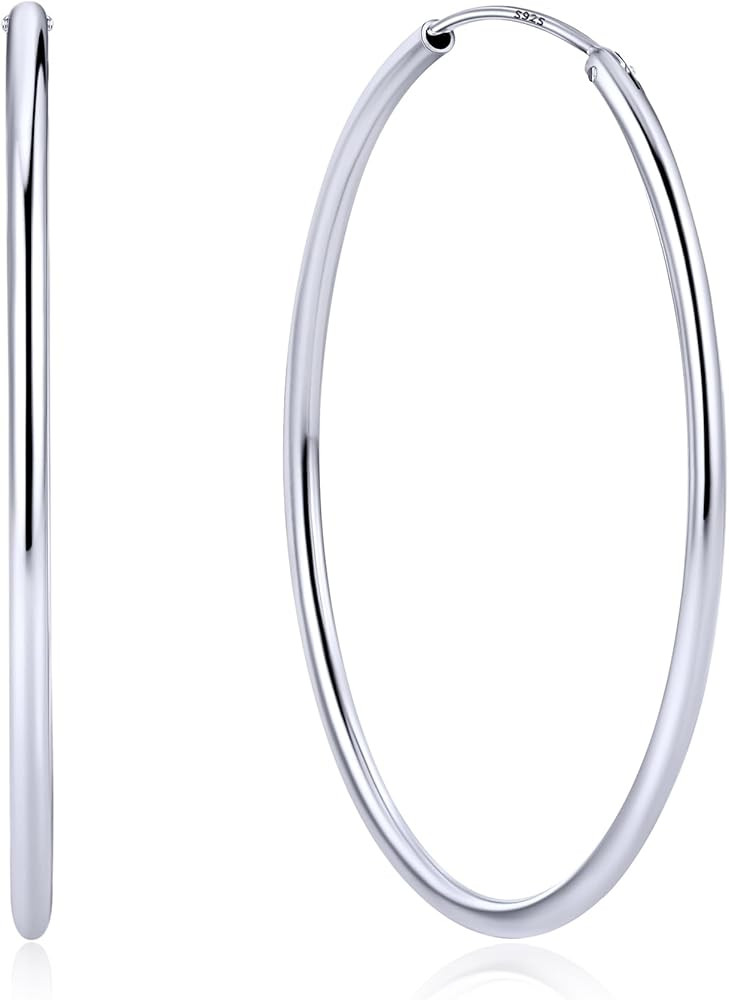ChicSilver Hypoallergenic 925 Sterling Silver Hoop Earrings for Women, Lightweight Large Gold Pla... | Amazon (US)