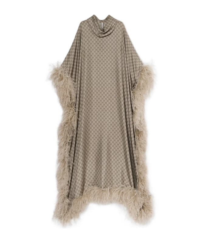 Gucci Monogrammed Trim-Detailed Long Dress | Senser US