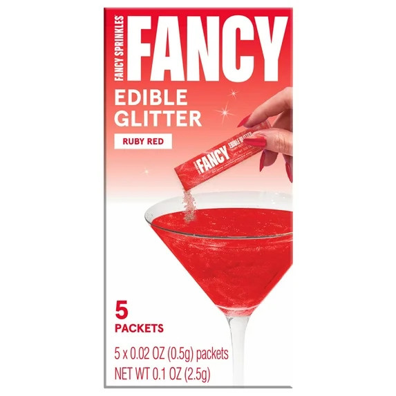 Fancy Sprinkles Ruby Red Holiday Edible Glitter Packets, 0.1 oz, 5 Count | Walmart (US)