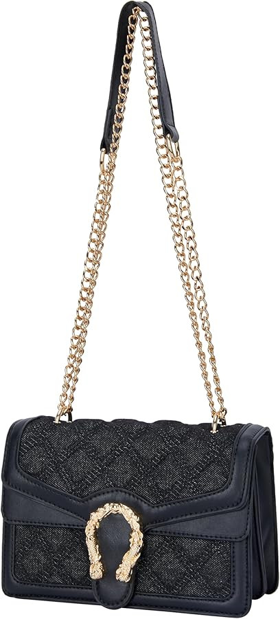 Leather Shoulder Bag Chain Purse for Women - Fashion Crossbody Bags Vintage Snake Print Underarm ... | Amazon (US)