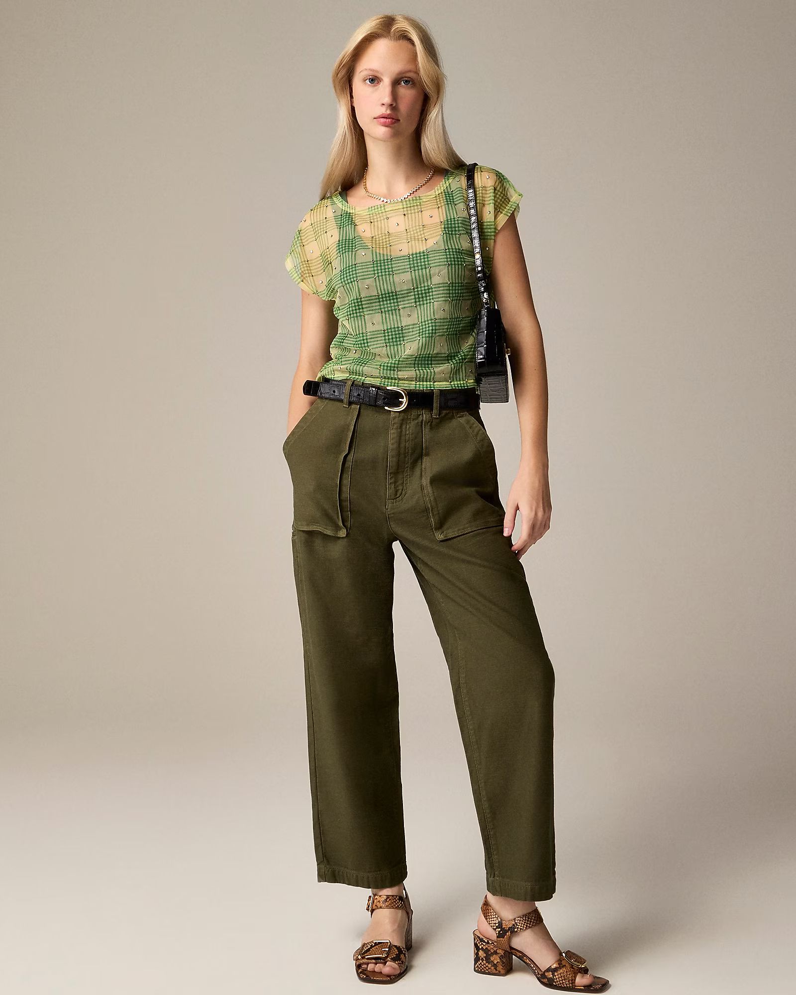 Wide-leg cargo pant in sateen cotton | J. Crew US