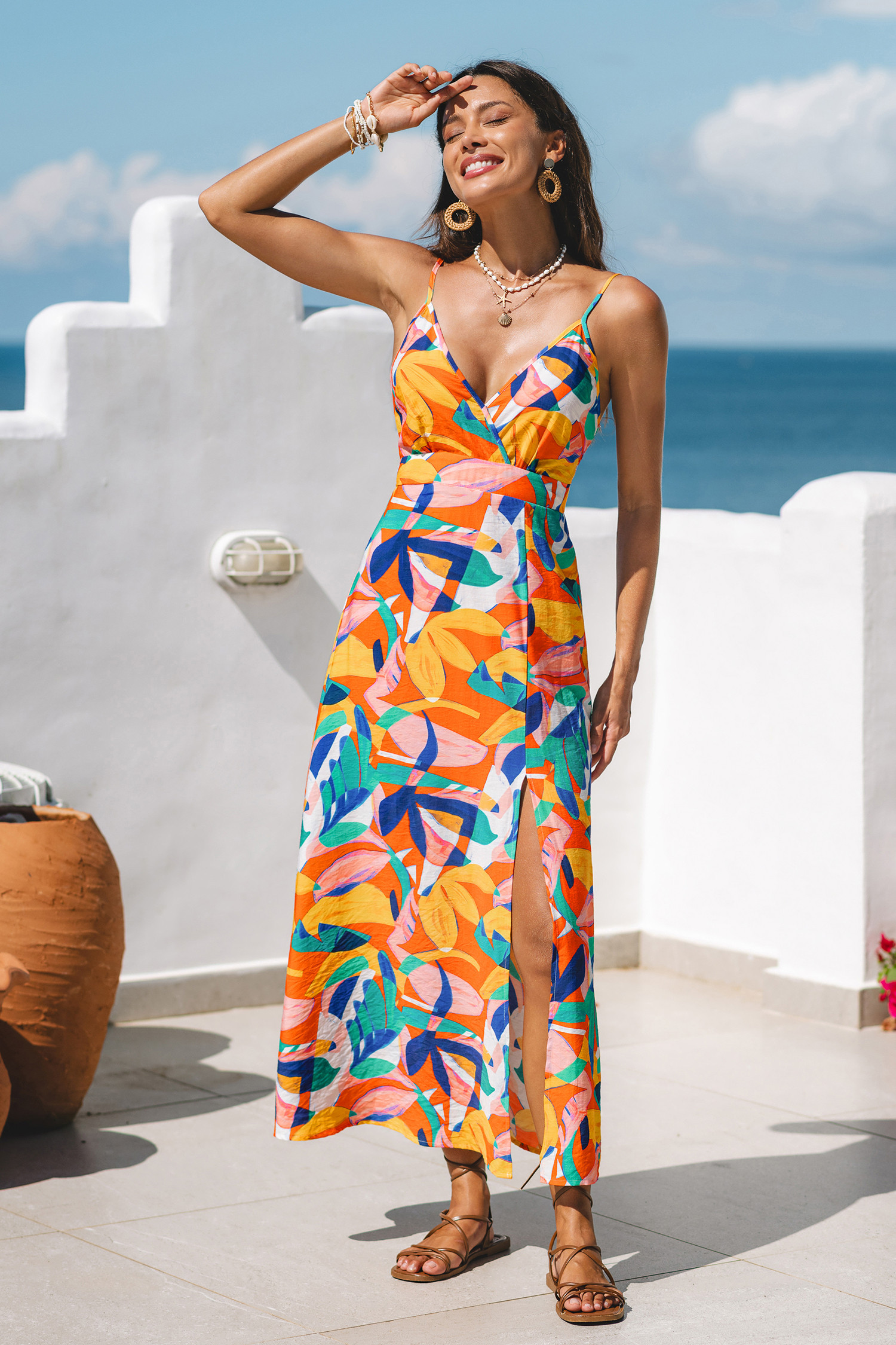 Subtlety Abstract Maxi Dress - M | Cupshe US