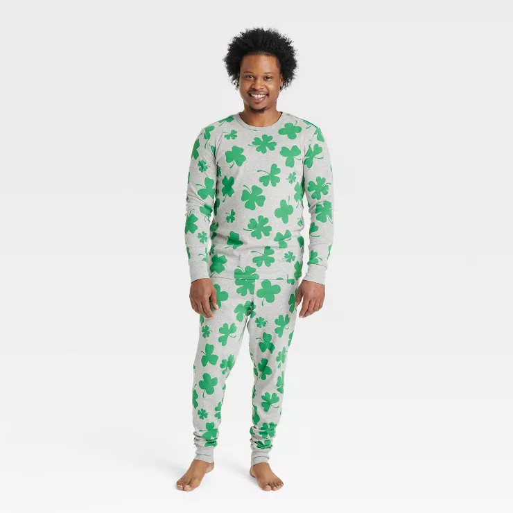 Men's St. Patrick's Day Matching Family Pajama Set - Gray | Target