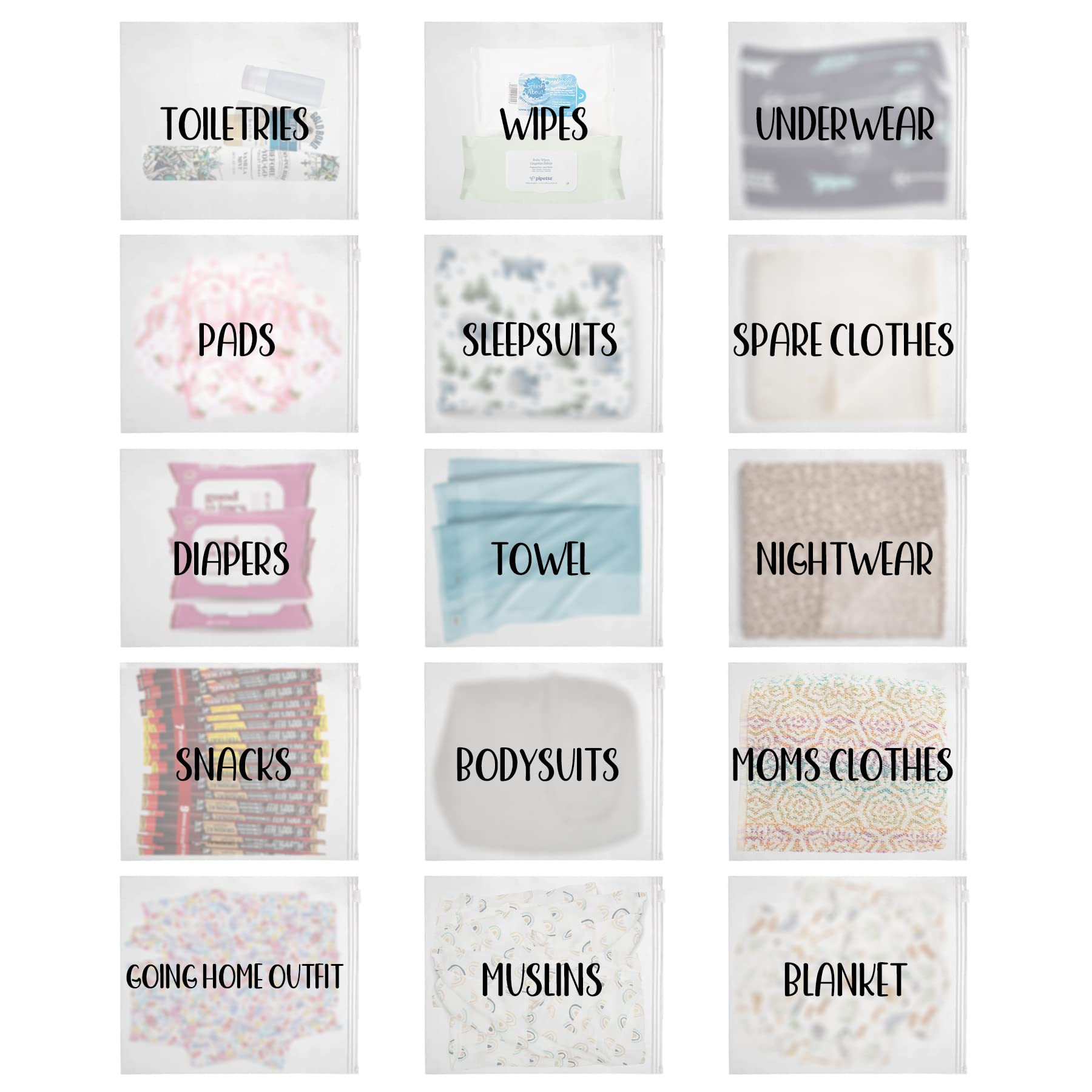 15 Pack Hospital Bags for Labor and Delivery,11 x 14 Inch Maternity Hospital Bag Essentials for M... | Amazon (US)